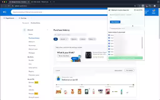 Walmart Invoice Exporter  from Chrome web store to be run with OffiDocs Chromium online