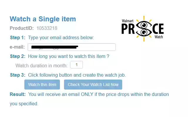 Walmart Price Watch  from Chrome web store to be run with OffiDocs Chromium online Walmart Price Watch  from Chrome web store to be run with OffiDocs Chromium online