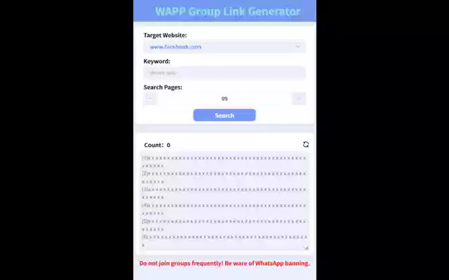 WAPP Group Link Generator from Chrome web store to be run with OffiDocs Chromium online WAPP Group Link Generator from Chrome web store to be run with OffiDocs Chromium online