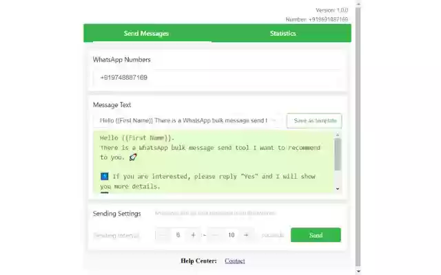 WAPP Sender 2  from Chrome web store to be run with OffiDocs Chromium online