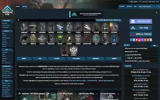 Warframe Fandom to Wiki Redirect  from Chrome web store to be run with OffiDocs Chromium online
