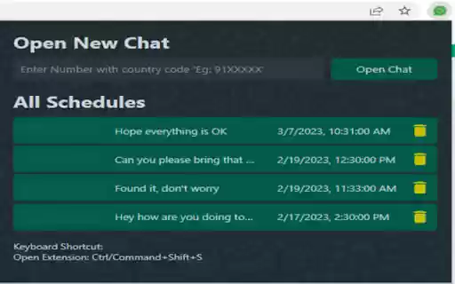 WA Schedule Messages  from Chrome web store to be run with OffiDocs Chromium online