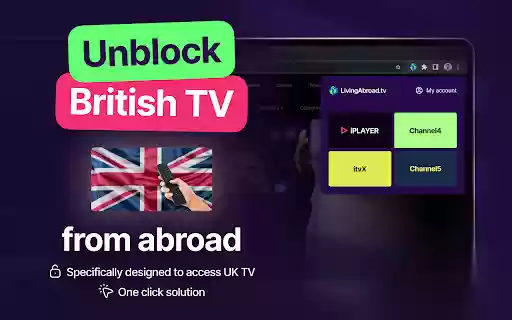 Watch BBC iPlayer, ITV  Channel 4 Abroad  from Chrome web store to be run with OffiDocs Chromium online