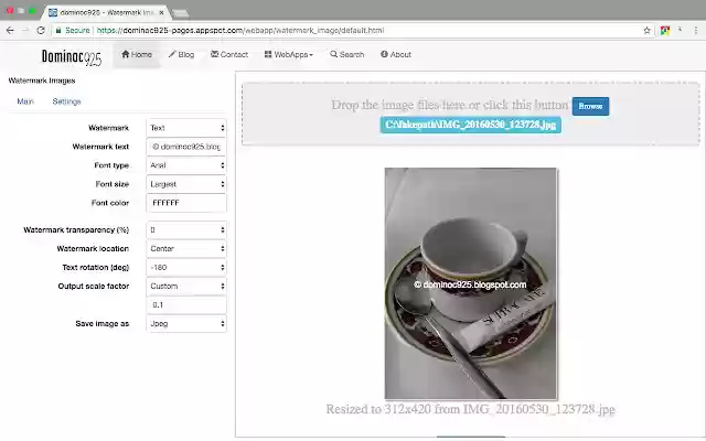 Watermark Images  from Chrome web store to be run with OffiDocs Chromium online
