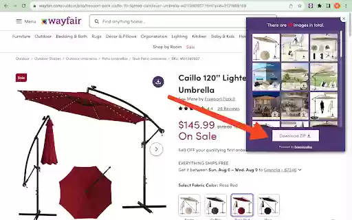 Wayfair Images Downloader  from Chrome web store to be run with OffiDocs Chromium online