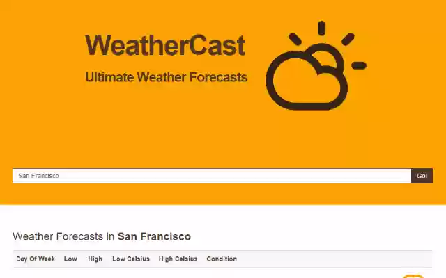 WeatherCast  from Chrome web store to be run with OffiDocs Chromium online