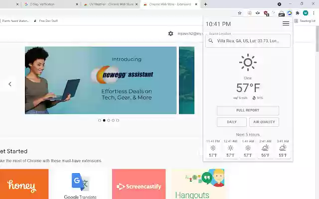 Weather Chrome Extension  from Chrome web store to be run with OffiDocs Chromium online