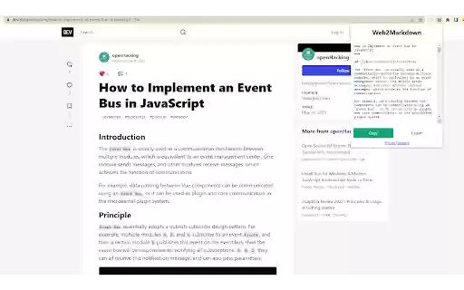 Web2Markdown Markdown Web Clipper  from Chrome web store to be run with OffiDocs Chromium online