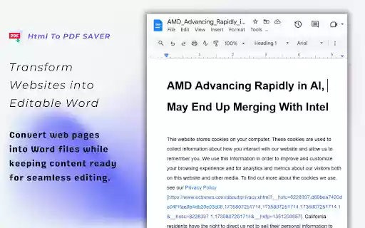 Web2PDF HTML to PDF Converter  from Chrome web store to be run with OffiDocs Chromium online