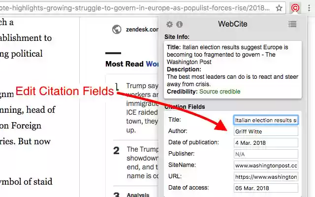 WebCite  from Chrome web store to be run with OffiDocs Chromium online