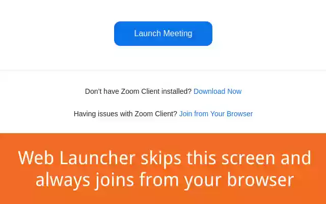 Web Launcher สำหรับ Zoom จาก Chrome เว็บสโตร์ที่จะรันด้วย OffiDocs Chromium ทางออนไลน์