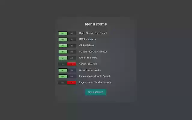 Webmaster menu  from Chrome web store to be run with OffiDocs Chromium online
