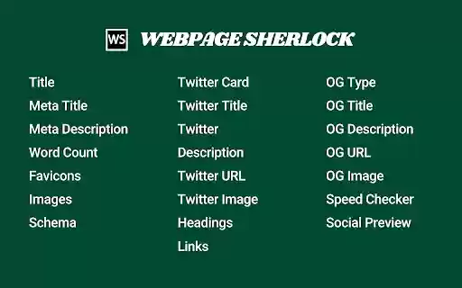 Webpage Sherlock Page insights in one click  from Chrome web store to be run with OffiDocs Chromium online