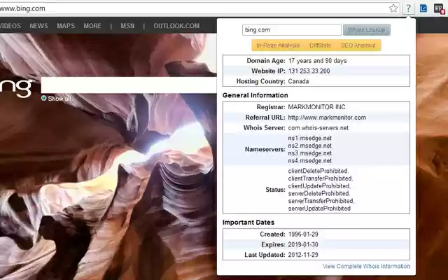 WebRank Whois Lookup  from Chrome web store to be run with OffiDocs Chromium online