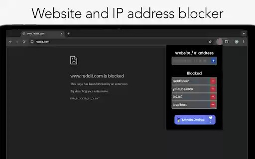Website and IP address blocker  from Chrome web store to be run with OffiDocs Chromium online