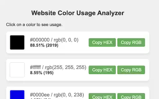 Website Color Usage Analyzer  from Chrome web store to be run with OffiDocs Chromium online