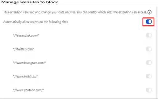 Web Site Engelleyici from Chrome web store to be run with OffiDocs Chromium online Web Site Engelleyici from Chrome web store to be run with OffiDocs Chromium online
