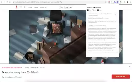 Website to Markdown  from Chrome web store to be run with OffiDocs Chromium online