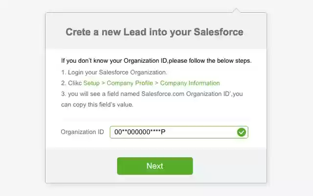 Web to Lead for Salesforce  from Chrome web store to be run with OffiDocs Chromium online