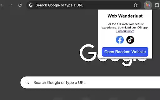 WebWanderlust Randomiser  from Chrome web store to be run with OffiDocs Chromium online