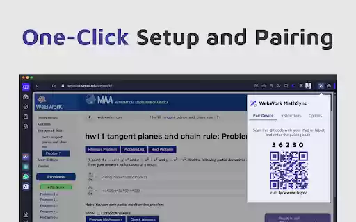 WebWork MathSync  from Chrome web store to be run with OffiDocs Chromium online