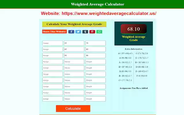 Weighted Average Calculator  from Chrome web store to be run with OffiDocs Chromium online