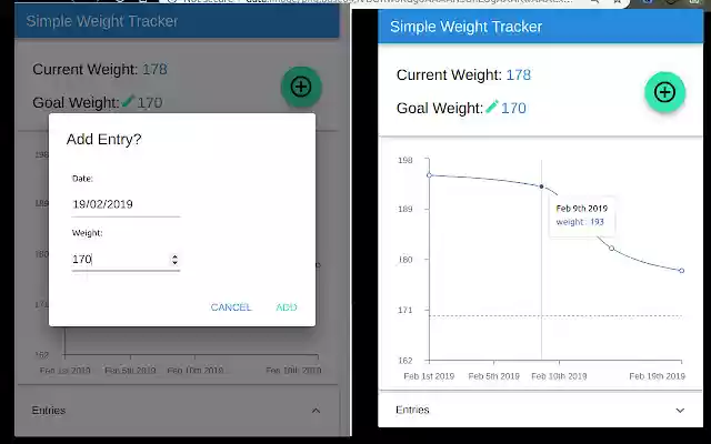 Weight Tracker  from Chrome web store to be run with OffiDocs Chromium online
