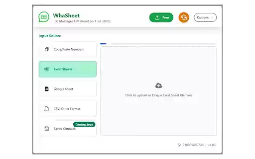 Whasheet Bulk WA Sender Excel, Google Sheets (ex Wapitalia) from Chrome web store to be run with OffiDocs Chromium online Whasheet Bulk WA Sender Excel, Google Sheets (ex Wapitalia) from Chrome web store to be run with OffiDocs Chromium online