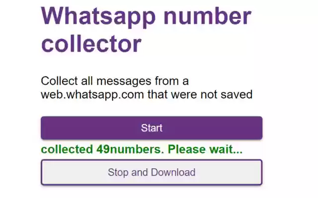 Whatsapp number collector  from Chrome web store to be run with OffiDocs Chromium online