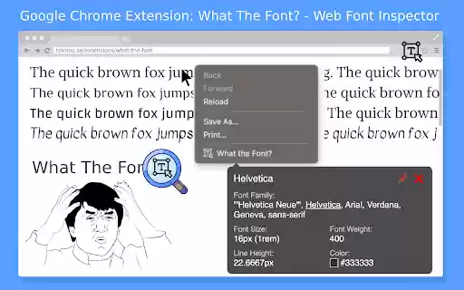 What the font? Web Font Inspector  from Chrome web store to be run with OffiDocs Chromium online