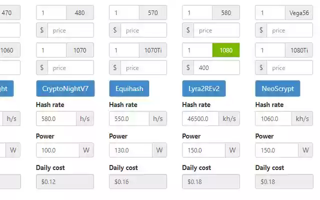 WhatToMine+  from Chrome web store to be run with OffiDocs Chromium online