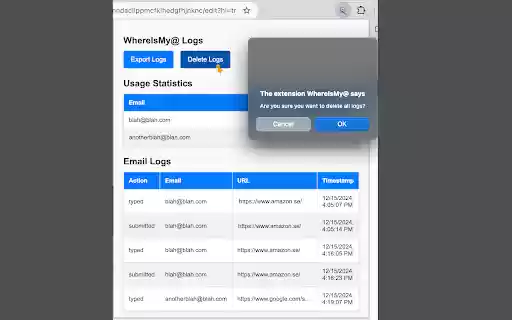 WhereIsMy@  from Chrome web store to be run with OffiDocs Chromium online