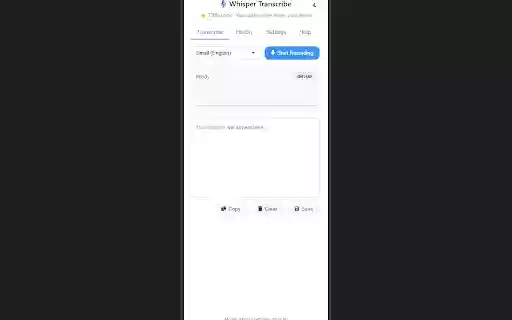 Whisper Transcribe  from Chrome web store to be run with OffiDocs Chromium online
