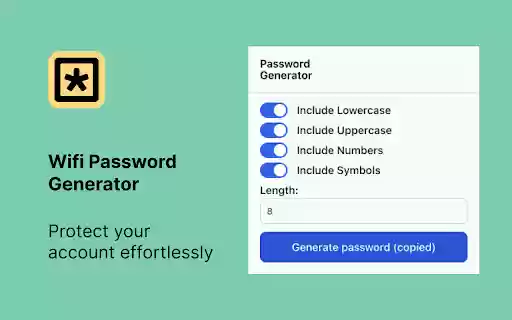 Wifi Password Generator  from Chrome web store to be run with OffiDocs Chromium online