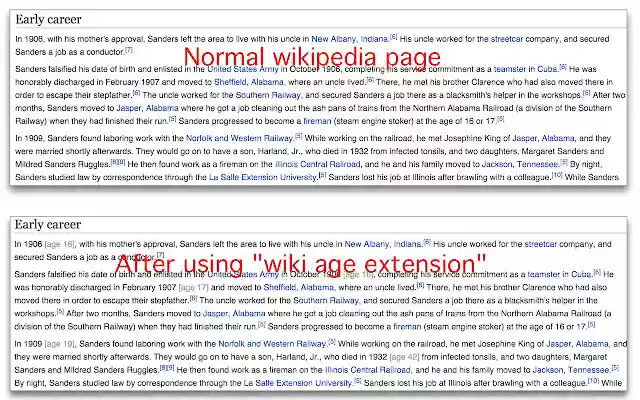 Wiki Age Extension  from Chrome web store to be run with OffiDocs Chromium online