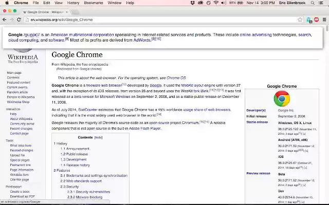 Wikihover  from Chrome web store to be run with OffiDocs Chromium online