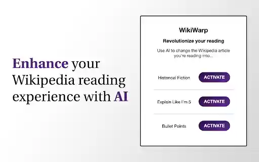 WikiWarp  from Chrome web store to be run with OffiDocs Chromium online