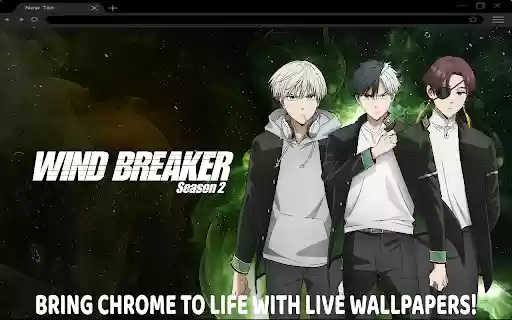 Wind Breaker Hayato Suou, Haruka Sakura, Kyotaro Sugishita Live Wallpaper  from Chrome web store to be run with OffiDocs Chromium online