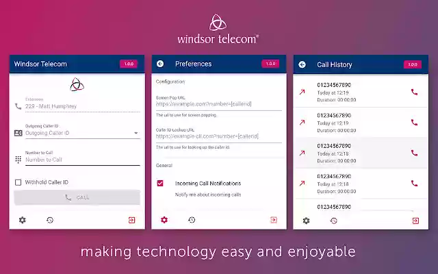 Windsor Telecom Cloud Telephony Extension  from Chrome web store to be run with OffiDocs Chromium online