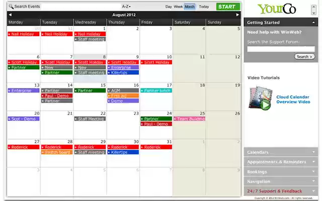 WinWeb Calendar  from Chrome web store to be run with OffiDocs Chromium online