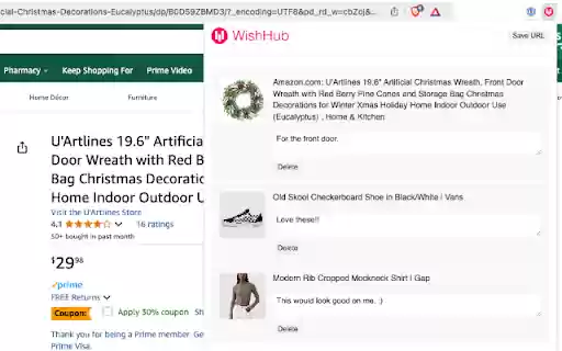 Wish Hub  from Chrome web store to be run with OffiDocs Chromium online