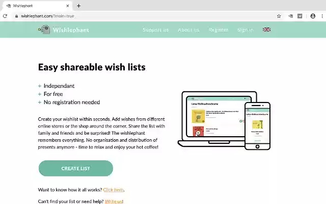 Wishlephant  from Chrome web store to be run with OffiDocs Chromium online