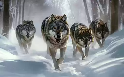 wolf pack on snow mountain  from Chrome web store to be run with OffiDocs Chromium online