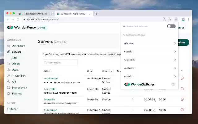 WonderSwitcher  from Chrome web store to be run with OffiDocs Chromium online