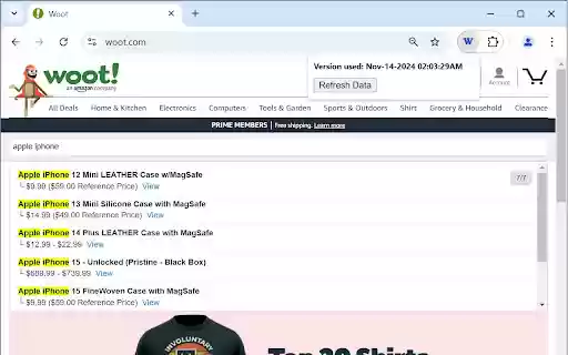 Woot.com Search Extension  from Chrome web store to be run with OffiDocs Chromium online