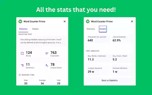 Word Counter Prime Instant Text Analysis  Character Counter  from Chrome web store to be run with OffiDocs Chromium online