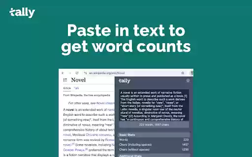 Word Counter (Tally)  from Chrome web store to be run with OffiDocs Chromium online