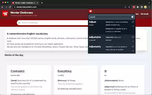 Worder: English vocabulary builder  from Chrome web store to be run with OffiDocs Chromium online
