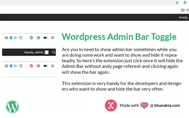 Wordpress Admin Bar Toggle  from Chrome web store to be run with OffiDocs Chromium online