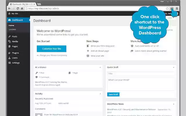 WordPress Dashboard Shortcut from Chrome web store to be run with OffiDocs Chromium online WordPress Dashboard Shortcut from Chrome web store to be run with OffiDocs Chromium online